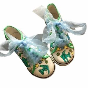 Hand Painted Kid Connection Painted Ribbon Lace Sneakers sz 12
